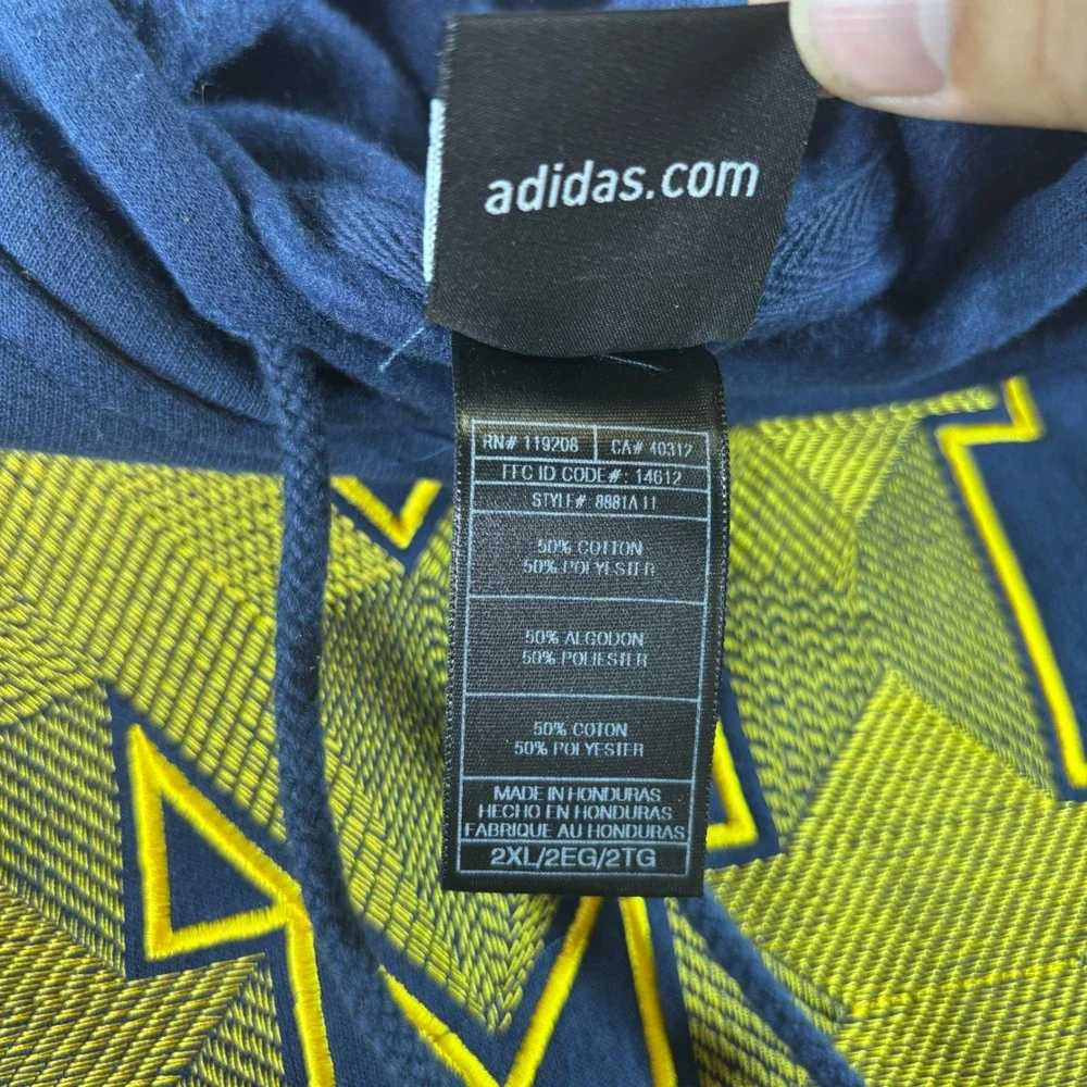 Adidas Hoodie Mens 2XL Navy Blue Michigan Wolverines Embroidered NCAA Sweatshirt